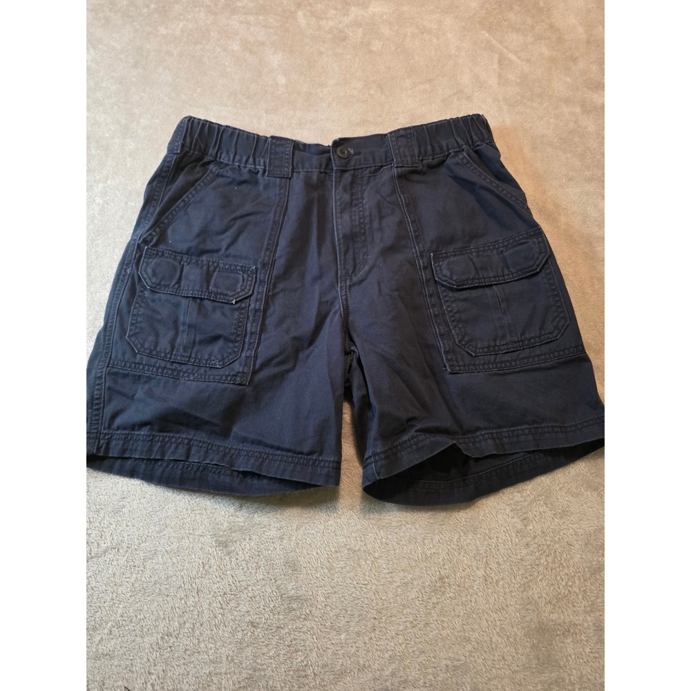 Lee Cargo Shorts Mens 34 Navy Blue Cotton Elastic Waist Casual Outdoor